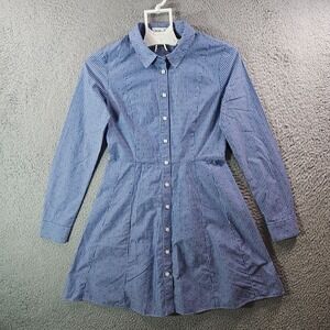 BCBGeneration Shirt Dress Women Size 2 Fitted Red Detailed White‎ Blue Striped